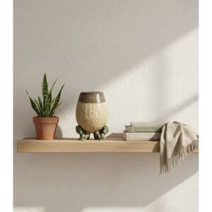 Vintage MCM Majolica Aztec Patterned Planter Vase Held Up By Frogs Kitschy